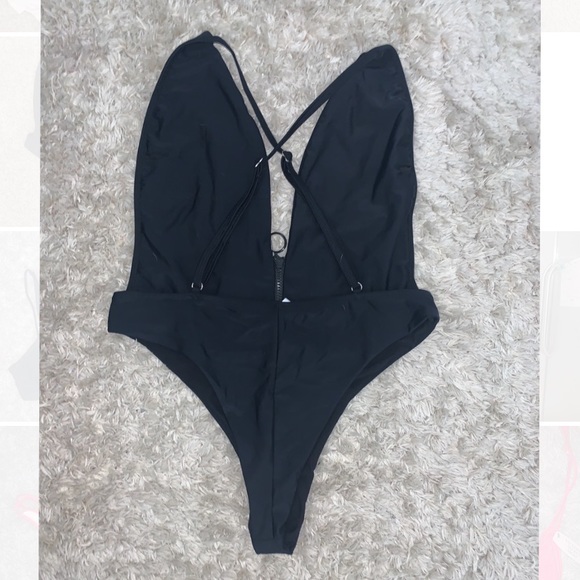 Fashion Nova Black Cheeky High Leg One Piece - Picture 2 of 4